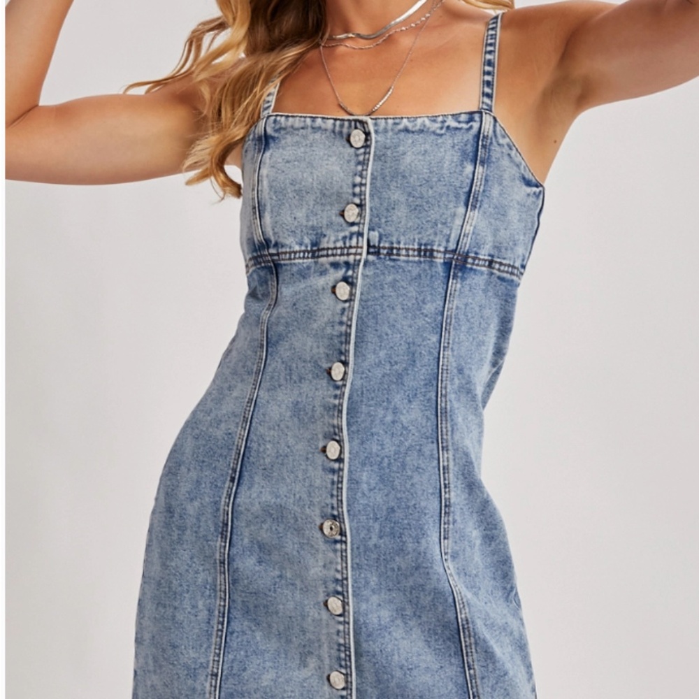 NWT Blu Ivy Denim Button Up Mini Dress